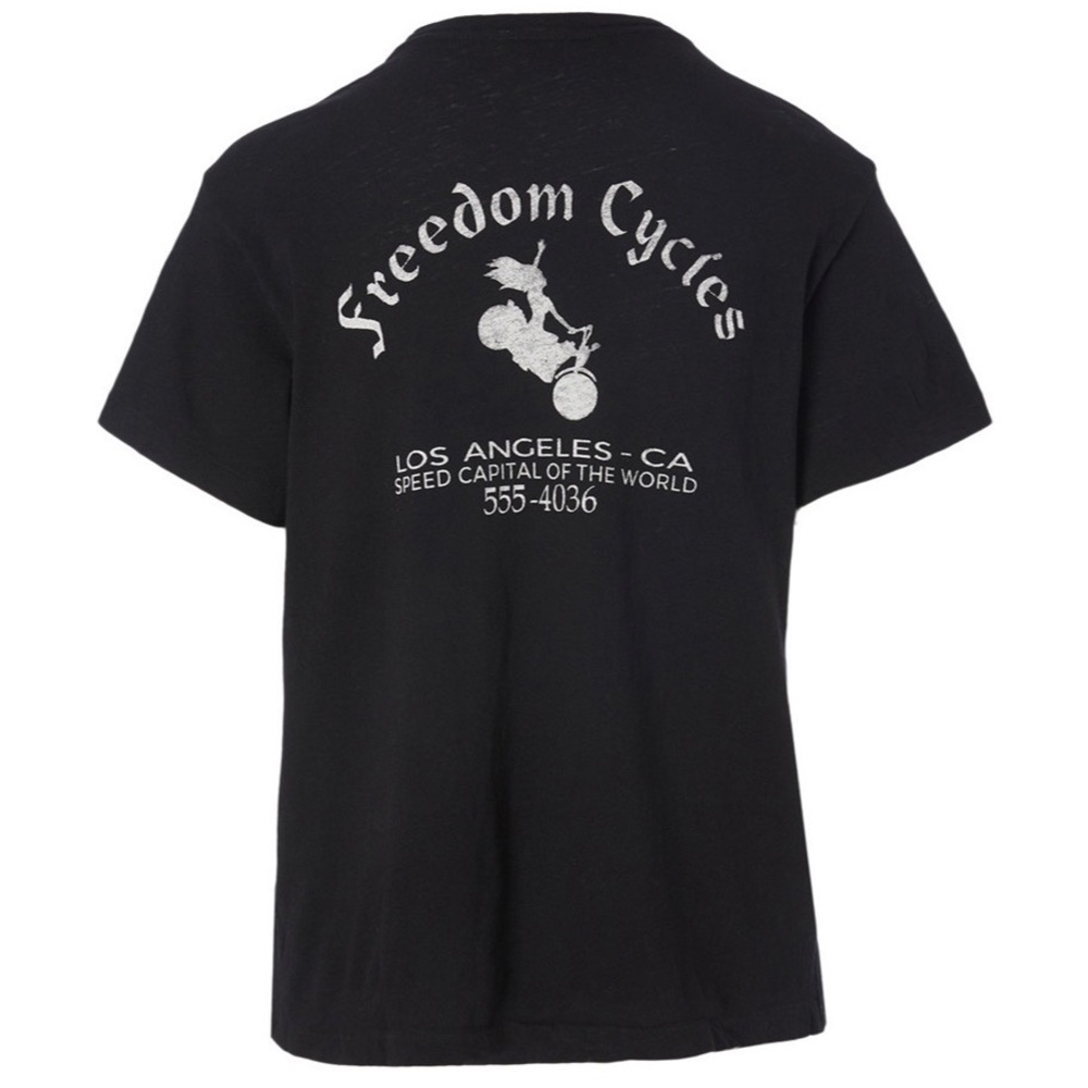 ❌SOLD❌ NWOT Re/Done Freedom Cycles T-Shirt in Washed Black - Picture 2 of 5